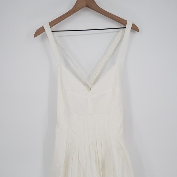 Lulus Strolling Sicily Midi Dress Womens Large White Cotton Pleated Backless - Picture 3 of 9